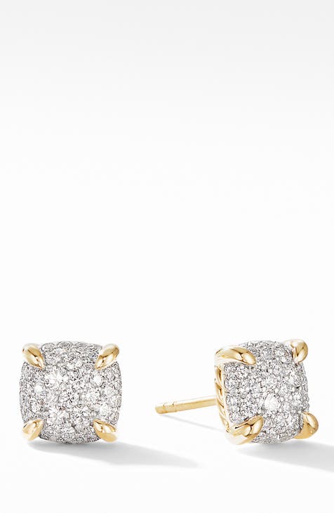 Chatelaine® Stud Earrings in 18K Gold & Pavé Diamonds