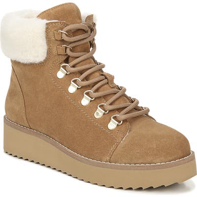 Sam Edelman Franc Hiking Boot With Faux Shearling Trim, Beige
