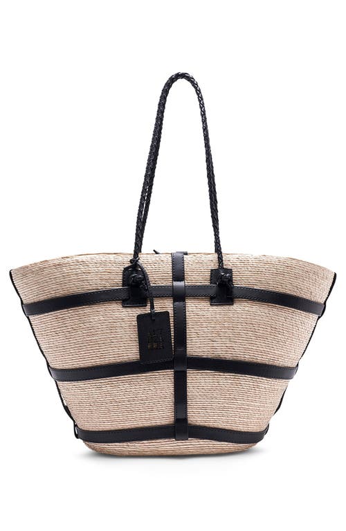 Shop Altuzarra Large Watermill Woven Palm Tote In Natural/black