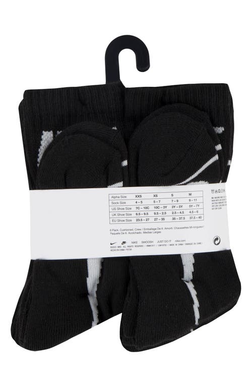 Shop Nike Kids' Simple Swoosh 6-pack Crew Socks In Black
