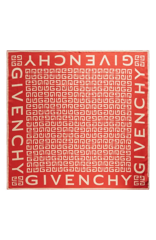 Shop Givenchy 4g Monogram Silk Twill Square Scarf In 30-vermillon/beige Pink