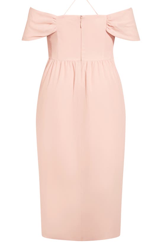 City Chic Entwine Cold Shoulder Dress In Ballet Pink