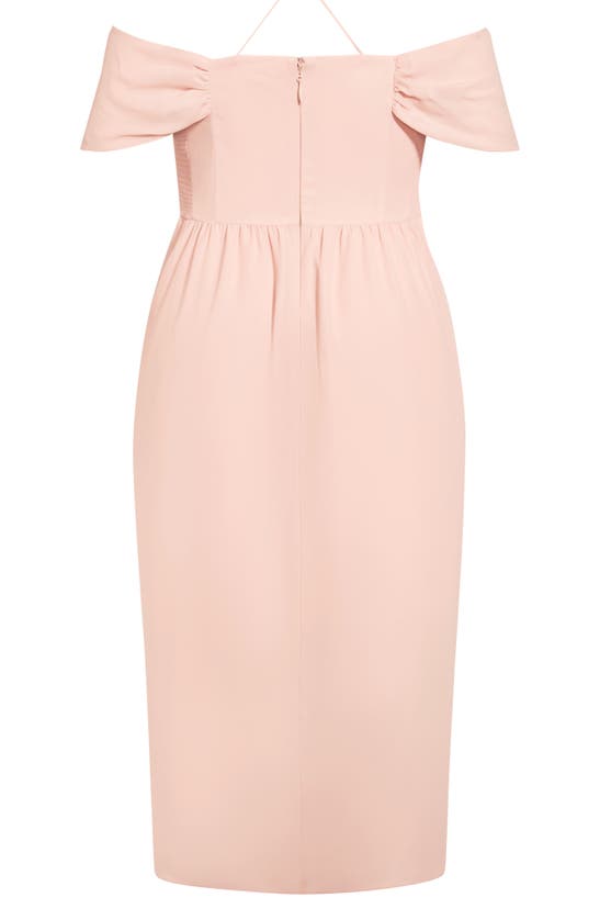 Shop City Chic Entwine Cold Shoulder Dress In Ballet Pink