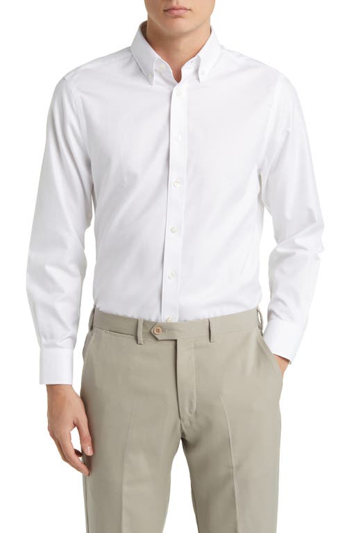 Slim Fit Non-Iron Solid Twill Button-Down Dress Shirt in White