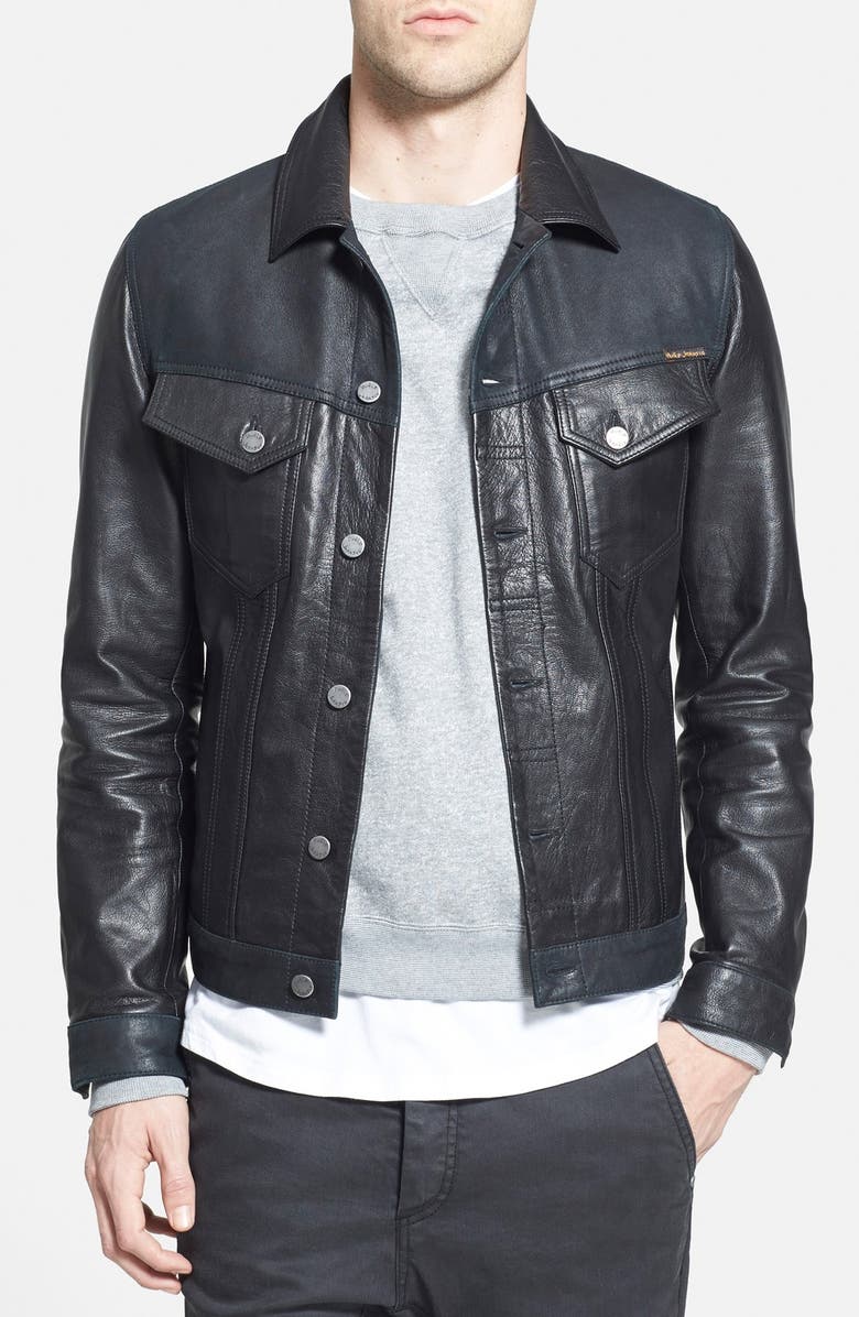 Nudie Jeans 'Perry' Black Leather Jacket | Nordstrom