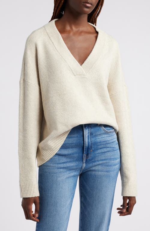 Shop Treasure & Bond Oversize V-neck Sweater In Beige Oatmeal Medium Heather