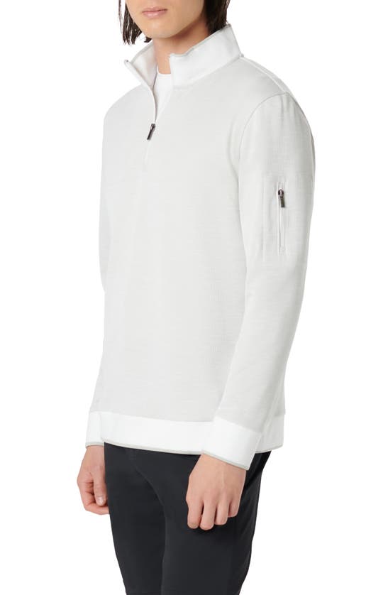 Bugatchi Men's Mixed Nylon Knit Quarter-zip Sweater In White