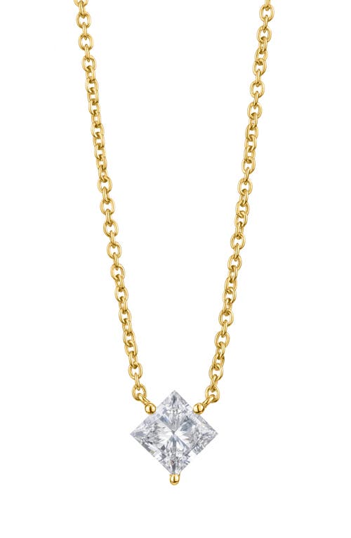 Shop Lightbox 1-carat Princess Cut Lab-grown Diamond Pendant Necklace In White/14k Yellow Gold