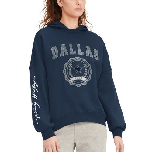 Women's Tommy Hilfiger Navy Dallas Cowboys Becca Dropped Shoulders Pullover Hoodie
