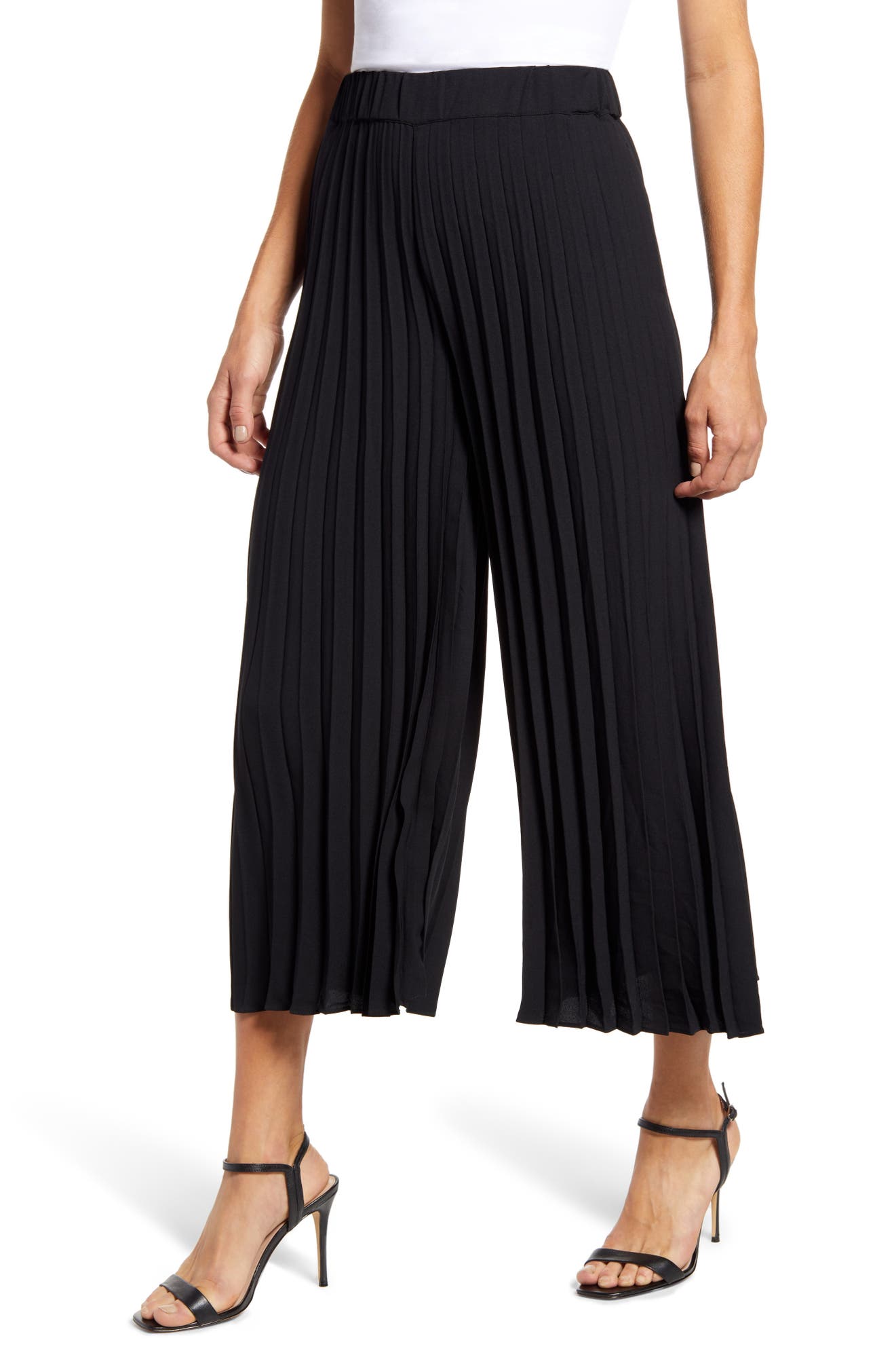 CHELSEA28 Pleated Pants, Main, color, BLACK