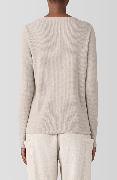 Shop Eileen Fisher Sleep Organic Cotton Thermal Knit Henley Sleep Top In Wheat