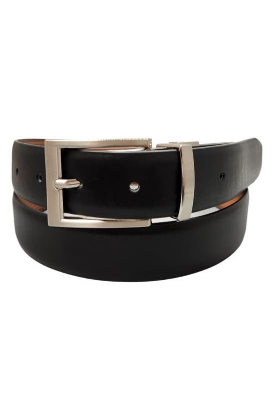 Shop Bosca Reversible Pindot Leather Belt In Tan/ Black