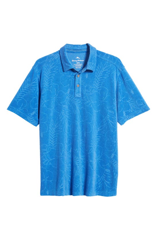 Shop Tommy Bahama Poolside Hibiscus Jacquard Terry Cloth Polo In Palace Blue