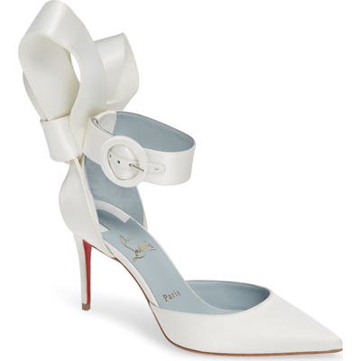 Christian Louboutin Raissa Bow Ankle Strap Pump - White