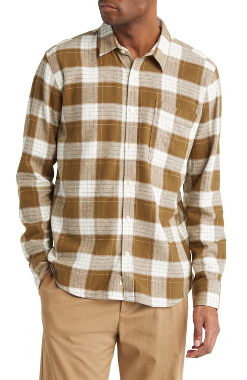 FORET Dale Check Organic Cotton Flannel Button-Up Shirt in Army
