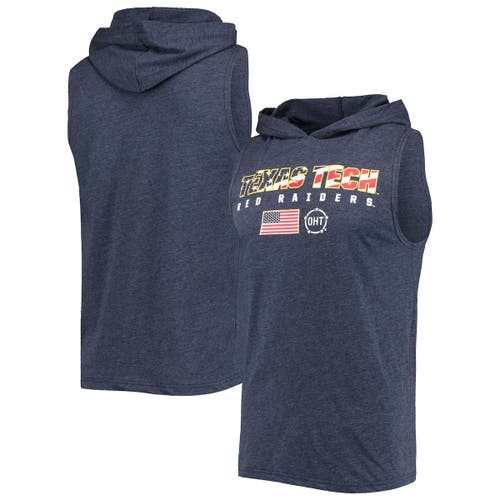Men's Colosseum Heathered Navy Texas Tech Red Raiders OHT Military Appreciation Americana Hoodie Sleeveless T-Shirt in Heather Navy