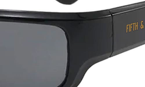 Fifth & Ninth Remi Sporty 61mm Polarized Rectangular Sunglasses In Black/black