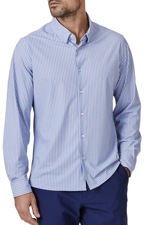 7 Diamonds Jackson Stripe Performance Button-Up Shirt in Light Blue at Nordstrom, Size Small