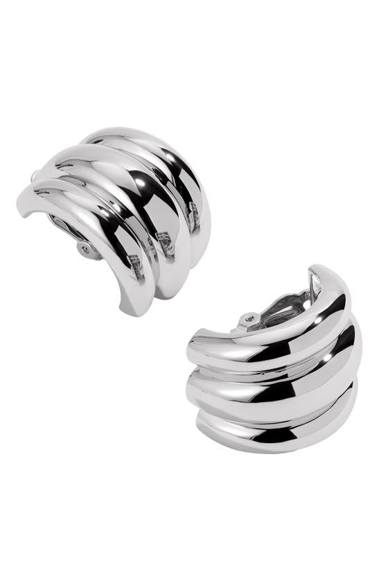Shop Lili Claspe Elsa Shield Half Hoop Clip-on Earrings In Silver