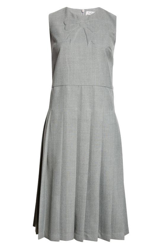Shop Ashley Williams School 3d Bow Sleeveless Wool Dress In Grey