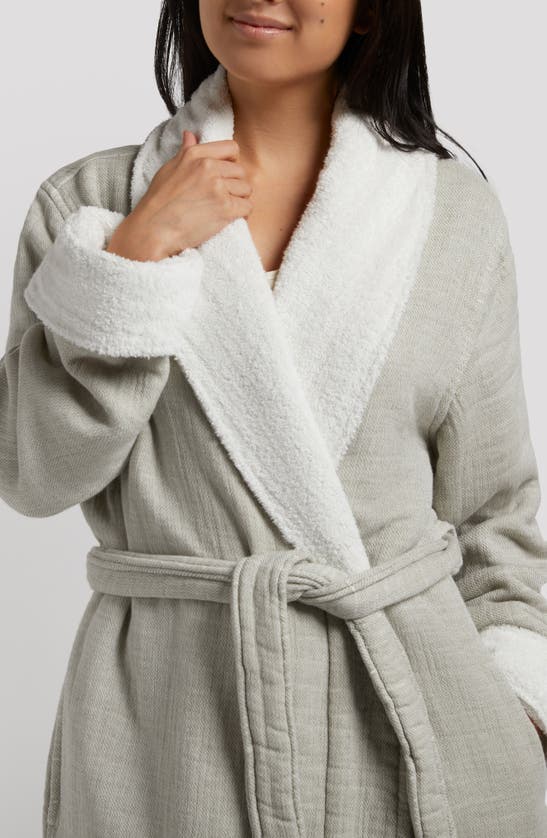 Shop Parachute Cloud Organic Cotton & Linen Robe In Moss With Cream