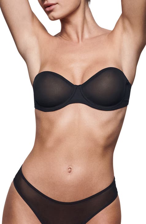 Calvin Klein seamless strapless bra with side fastening in black - ShopStyle