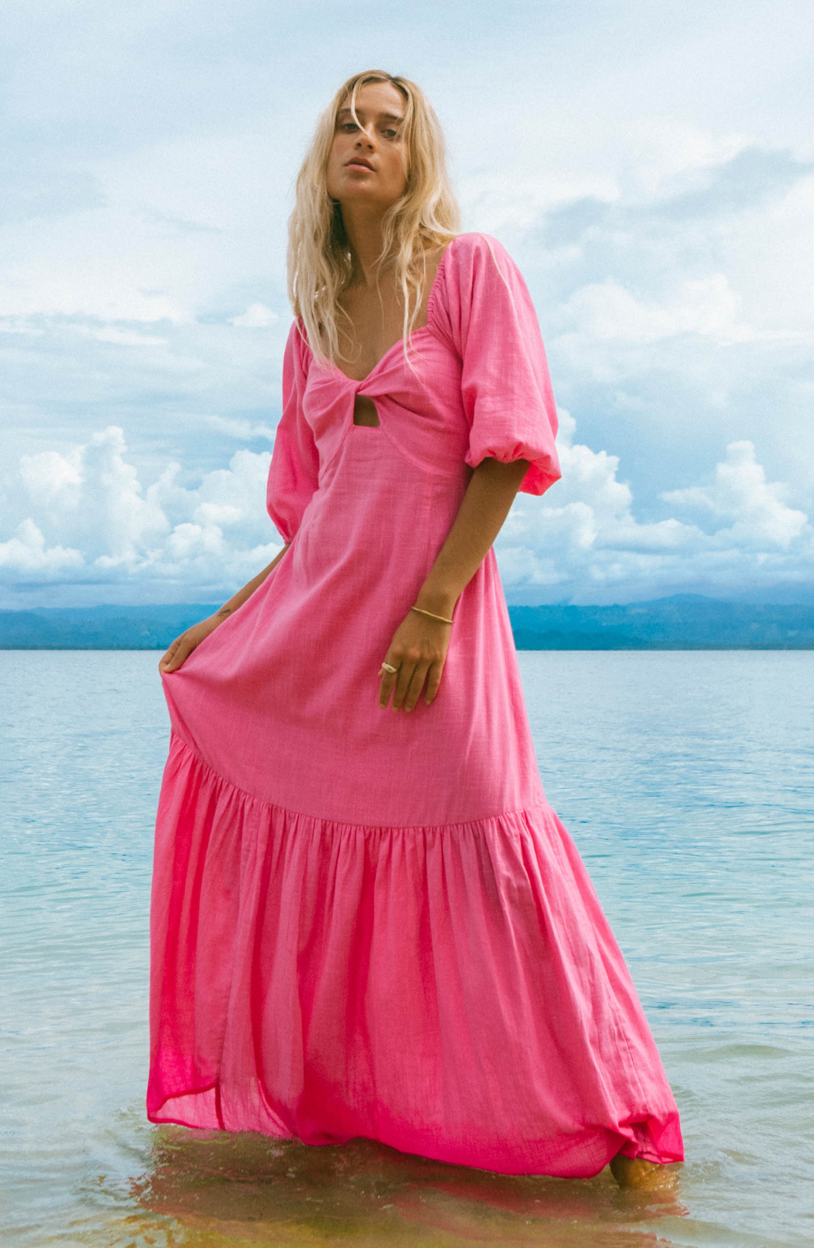 Billabong Paradise Cove Cotton Dress Fuchsia Smart Flirty | in Closet Maxi