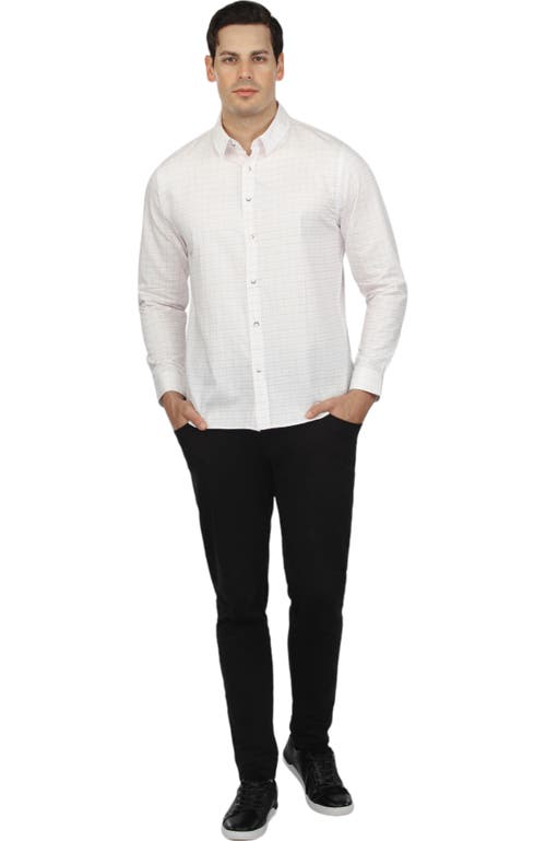 Vustra Check Long Sleeve Shirt In White