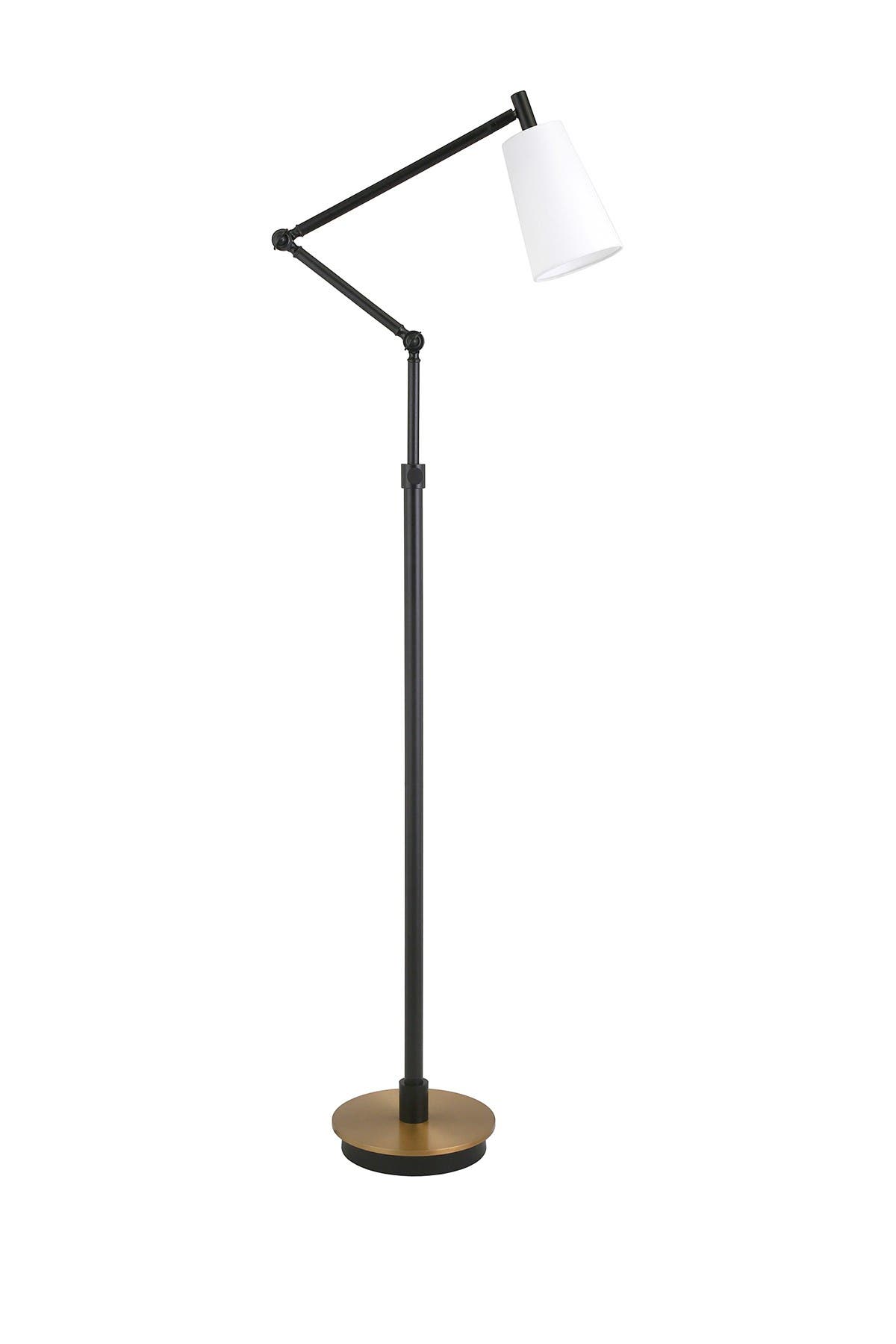 Addison And Lane Caleb Matte Black Floor Lamp With Brass Accents In Black/gold