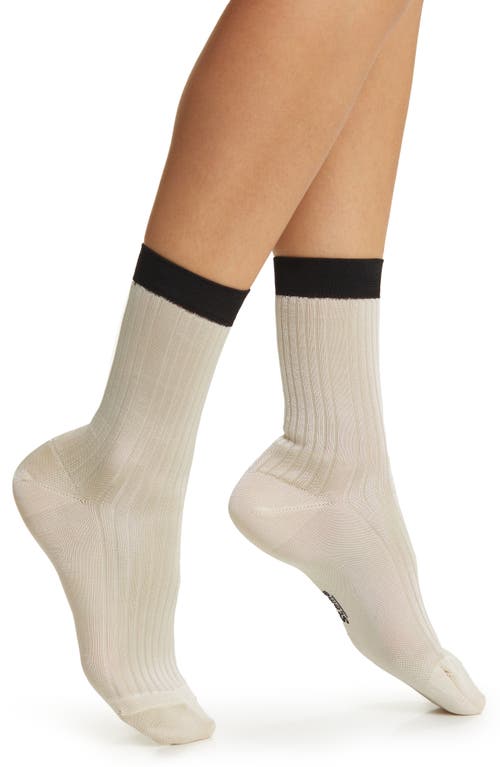 Shop Stems Silky Colorblock Rib Crew Socks In Ivory/black