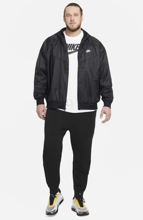 Nike Nsw Windrunner Logo-embroidered Recycled Shell Hooded Jacket In Black/white