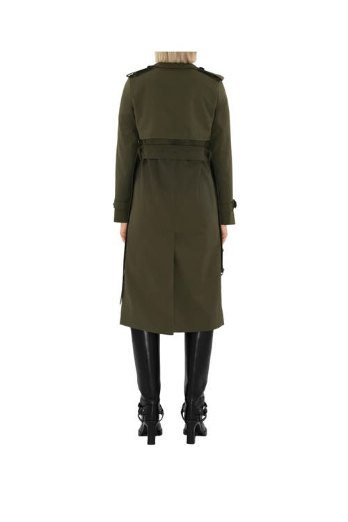 Shop Burberry Long Cotton Blend Trench Coat In Military