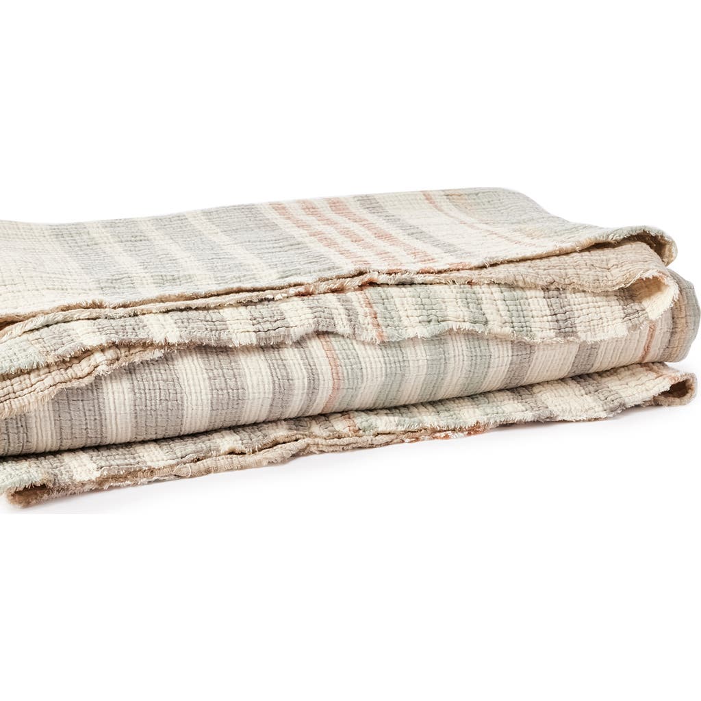 Coyuchi Topanga Organic Cotton Matelassé Bed Blanket In Sunset Stripe