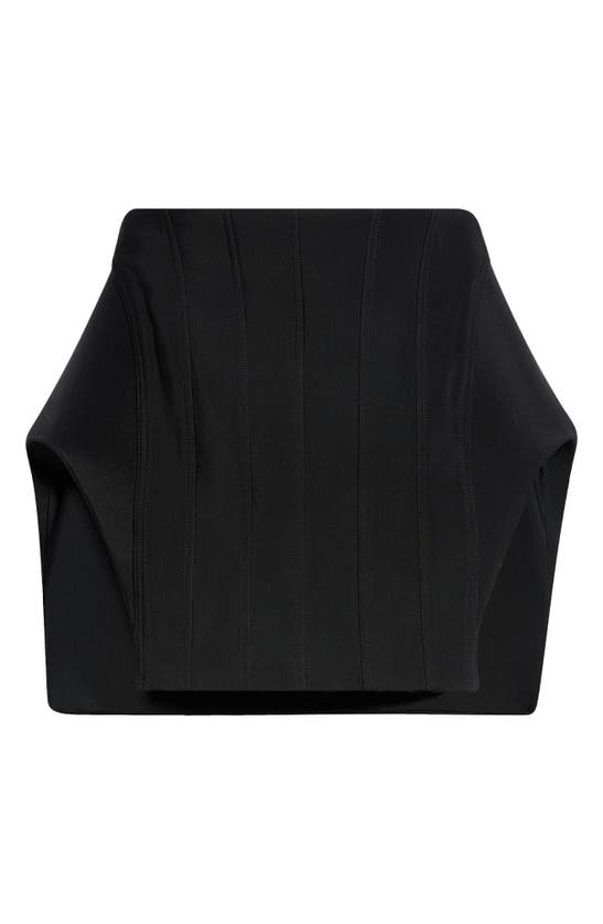 Mugler Open Sides Paneled Twill Miniskirt In Black