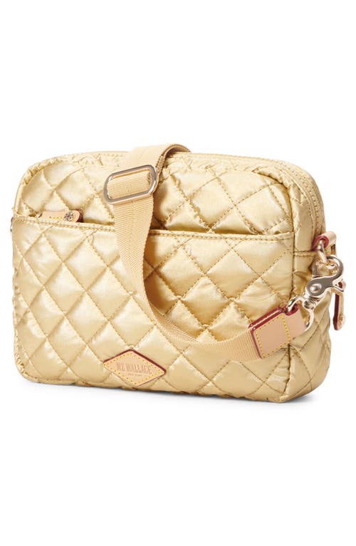 Shop Mz Wallace Small Metro Quilted Nylon Camera Bag In Light Gold Pearl Metallic