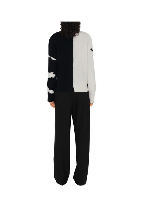 Shop Burberry Ekd Cashmere Cardigan In Black/chalk