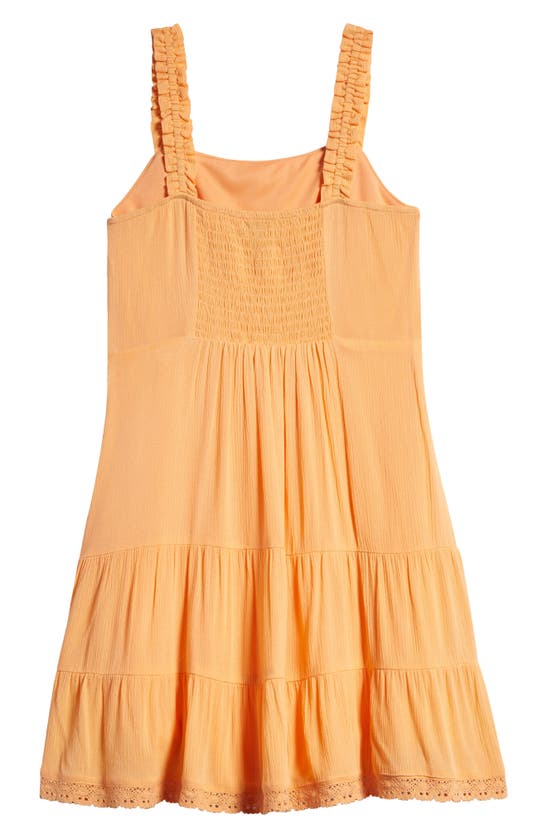 Shop Love, Fire Kids' Lace Inset Drop Waist Sundress In Orange Chiffon