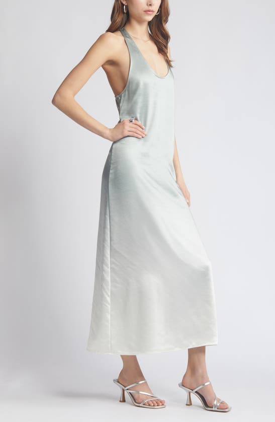 Shop Open Edit Racerback Satin Maxi Dress In Green Ombre