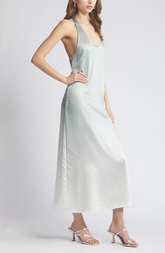 Open Edit Racerback Satin Maxi Dress In Green Ombre