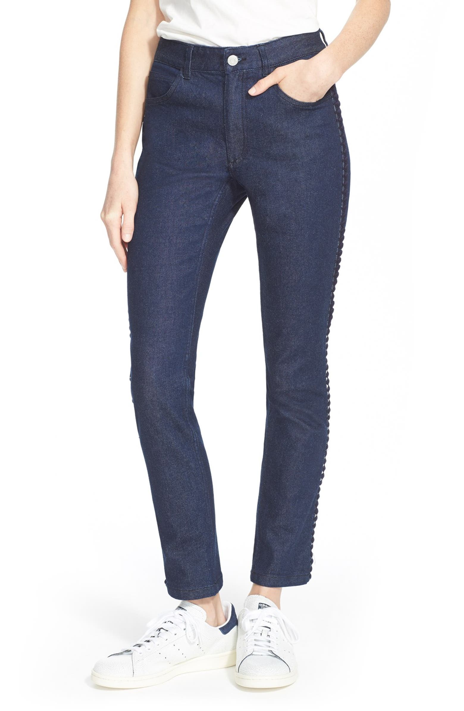 See by Chloé Lace Trim Skinny Jeans (Indigo) | Nordstrom