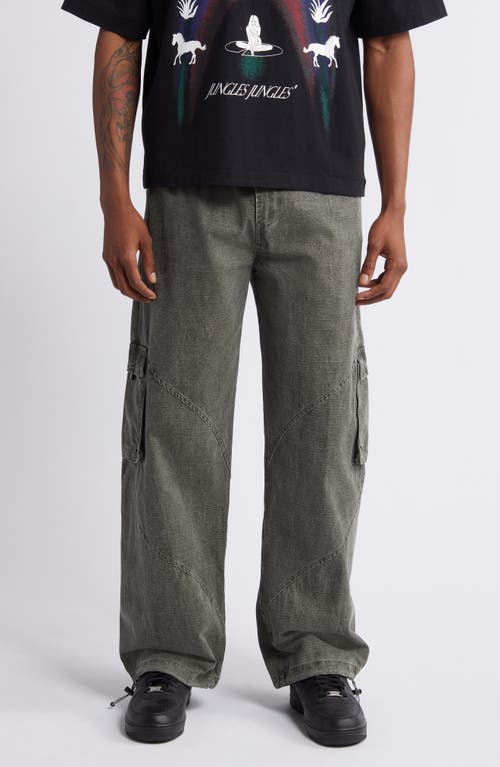 Relaxed Cotton Ripstop Cargo Pants in Washed Olive