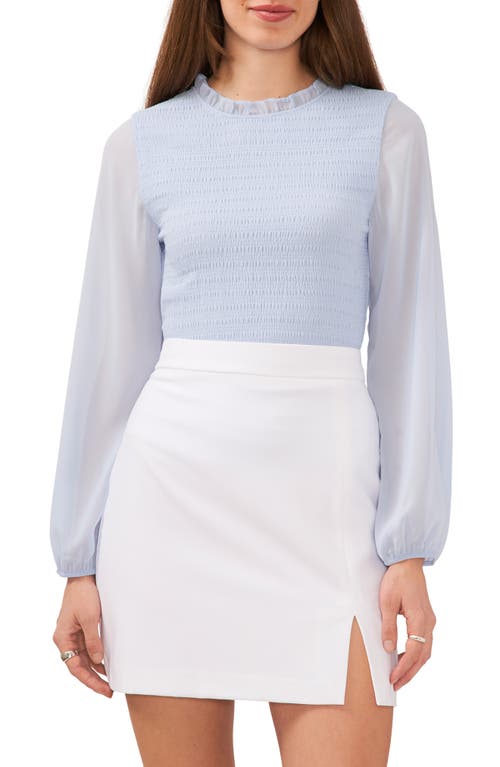 halogen(r) Variegated Smocked Long Puff Sleeve Blouse in Kentucky Blue
