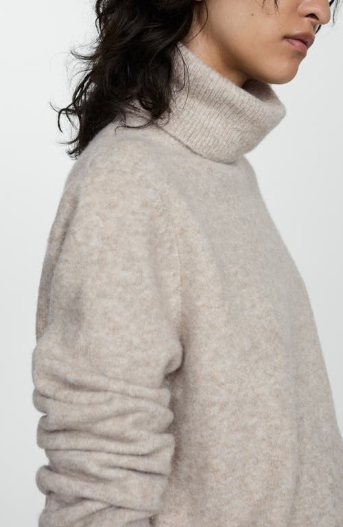 Shop Mango Oversize Turtleneck Sweater In Light/pastel Brown