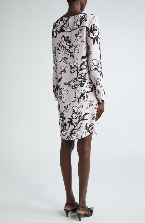 Shop St John St. John Collection Magnolia Floral Long Sleeve Silk Dress In Pale Pink Multi