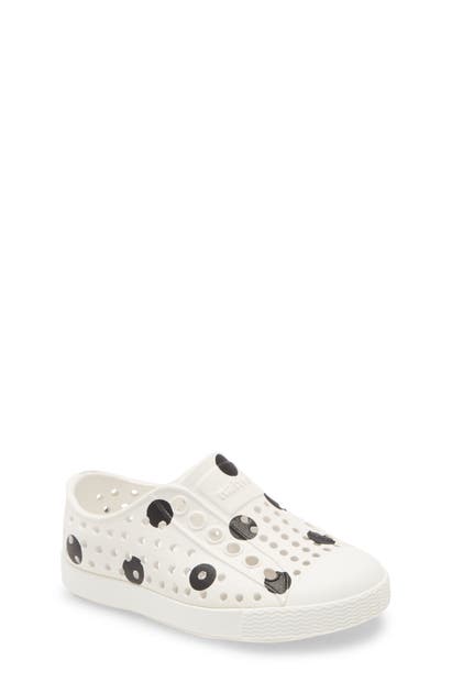 Native Shoes Kids' Jefferson Water Friendly Perforated Slip-on In Jiffy Dots/ Shell White