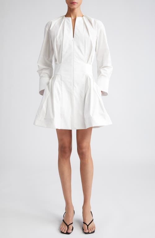 Proenza Schouler Long Sleeve Stretch Cotton Poplin Minidress White at Nordstrom,