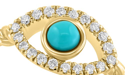 Shop Effy 14k Yellow Gold Turquoise & Diamond Evil Eye Ring In Gold/blue