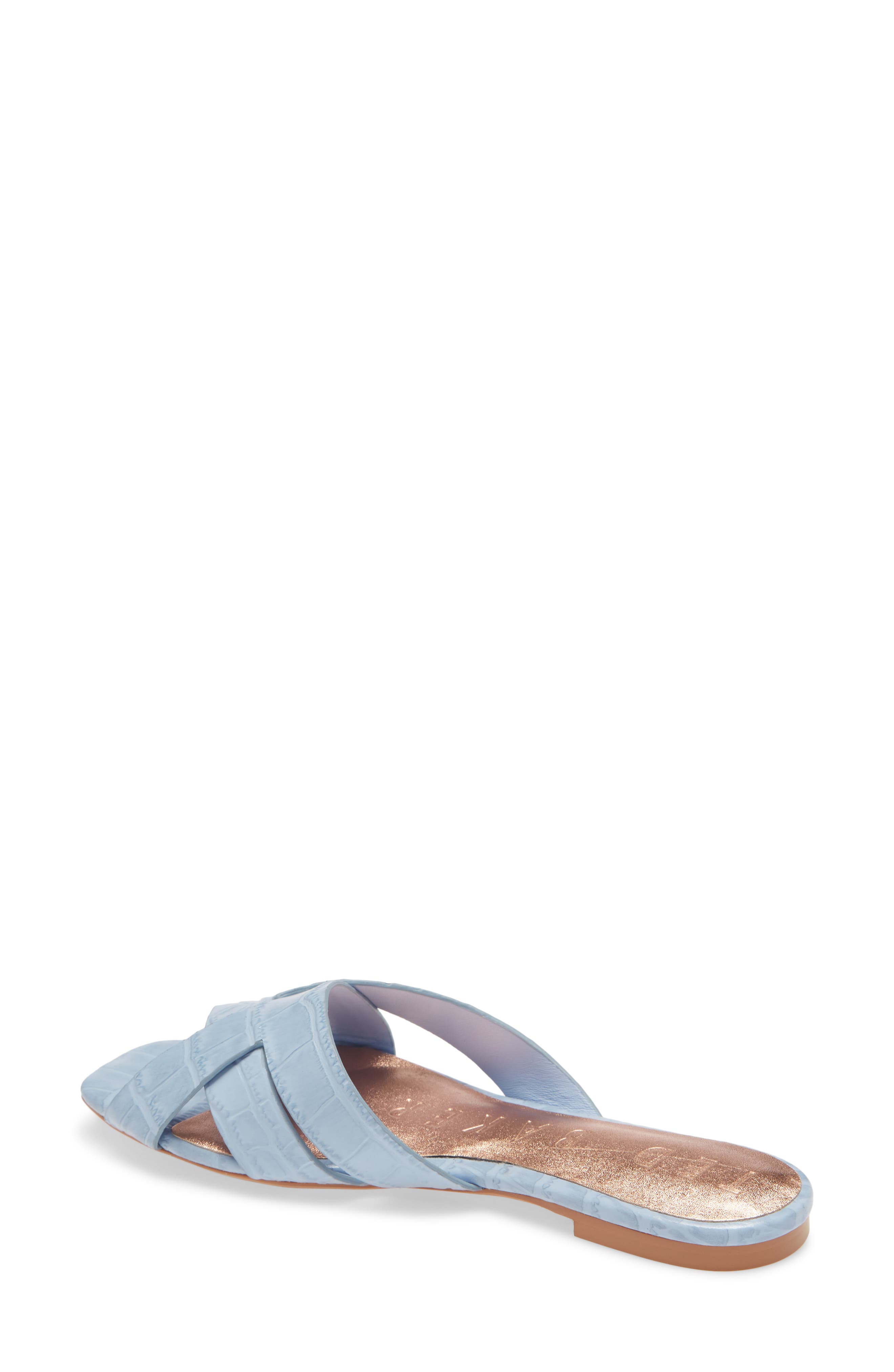 zelania leather croc effect flat sandal