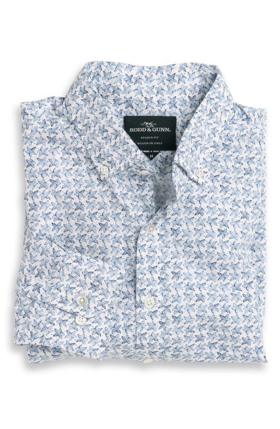 Shop Rodd & Gunn Greneys Road Leaf Print Button-down Shirt In Snow