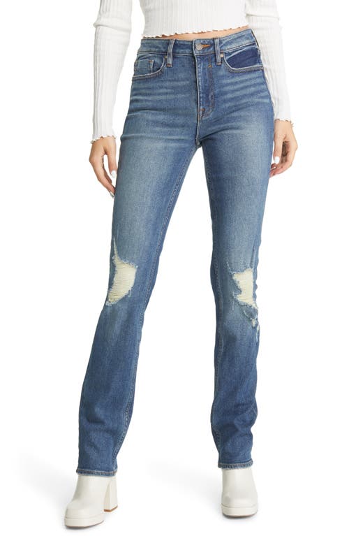 Ace Ripped Deconstructed High Waist Straight Leg Jeans in Medium Was